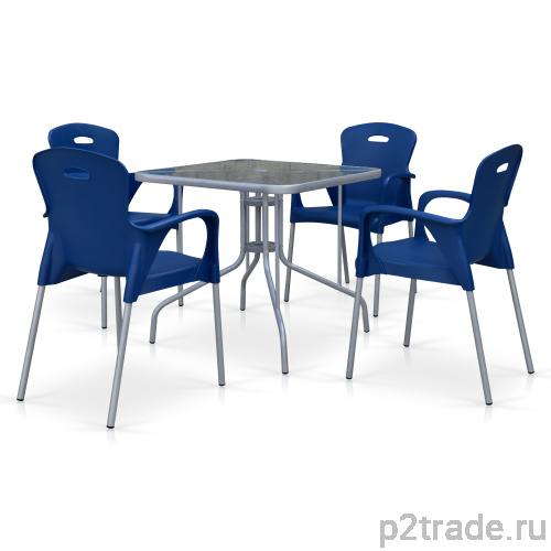 Пластиковые комплекты для кафе Комплект мебели для кафе TL80x80/XRF065BB-Blue (4+1) на торговой интернет-платформе p2trade.ru фото Комплект мебели для кафе TL80x80/XRF065BB-Blue (4+1) на торговой интернет-платформе p2trade.ru