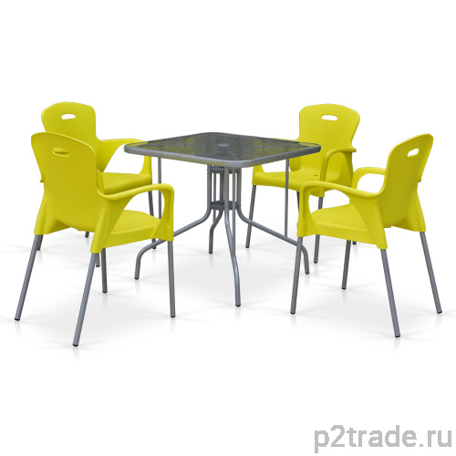 Пластиковые комплекты для кафе Комплект мебели для кафе TL80x80/XRF065BY-Yellow (4+1) на торговой интернет-платформе p2trade.ru фото Комплект мебели для кафе TL80x80/XRF065BY-Yellow (4+1) на торговой интернет-платформе p2trade.ru